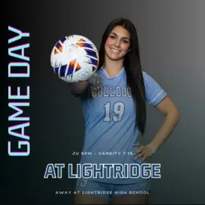 Instagram post of girls soccer with image created on media day